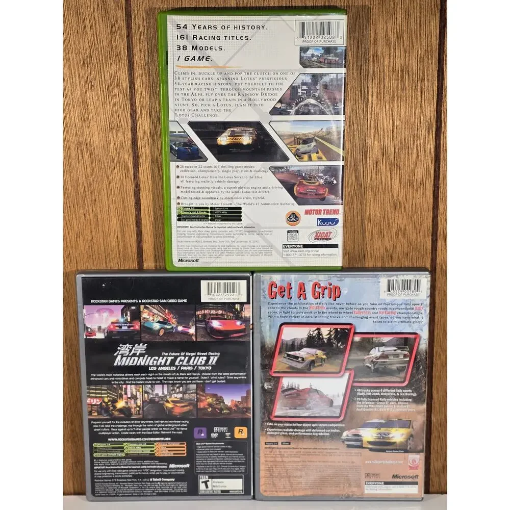 Xbox Racing Game Lot Midnight Club II RalliSport Challenge Lotus Challenge CIB